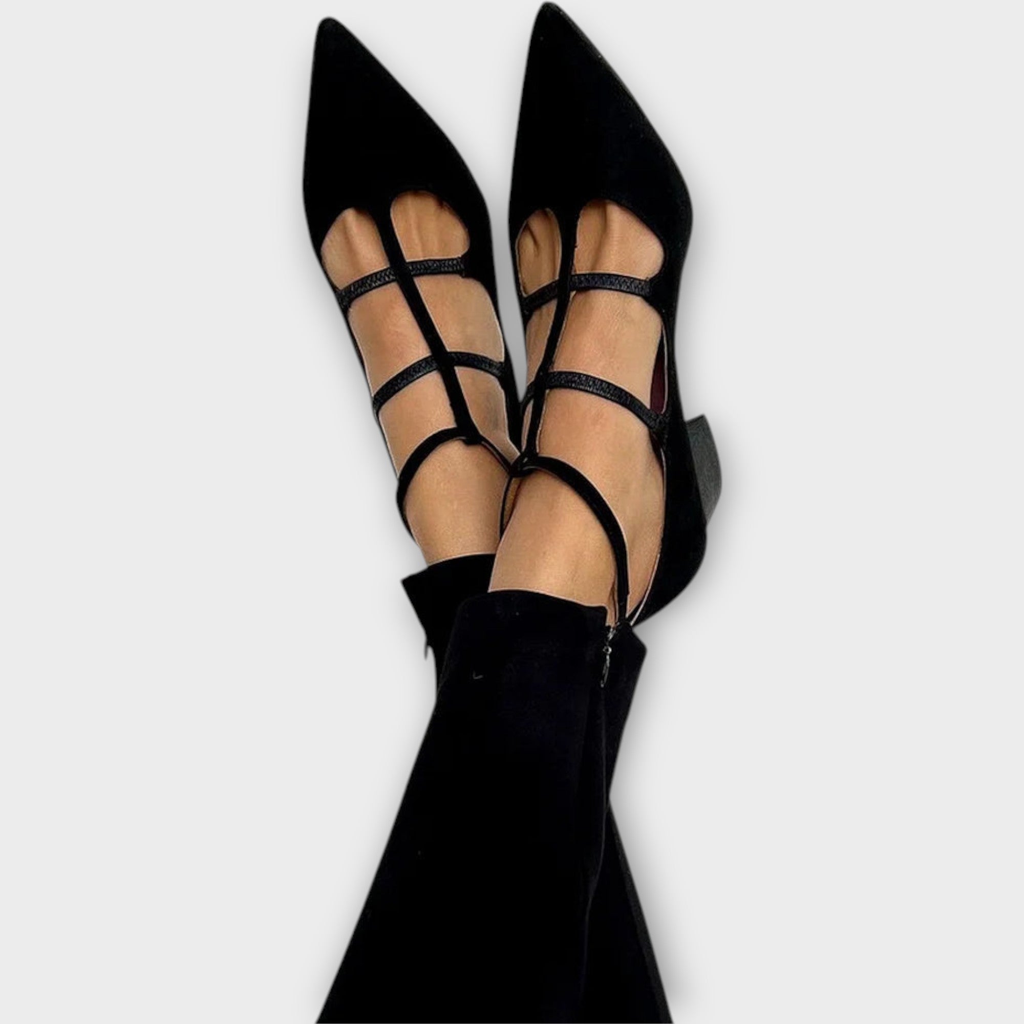 Pointed Toe Heels with Crossed Straps