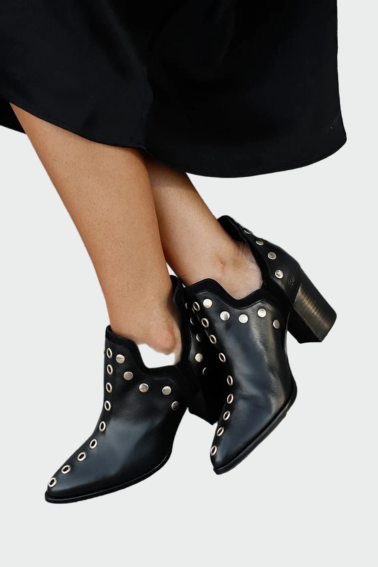 Ankle Boots with Studs and Chunky Heel