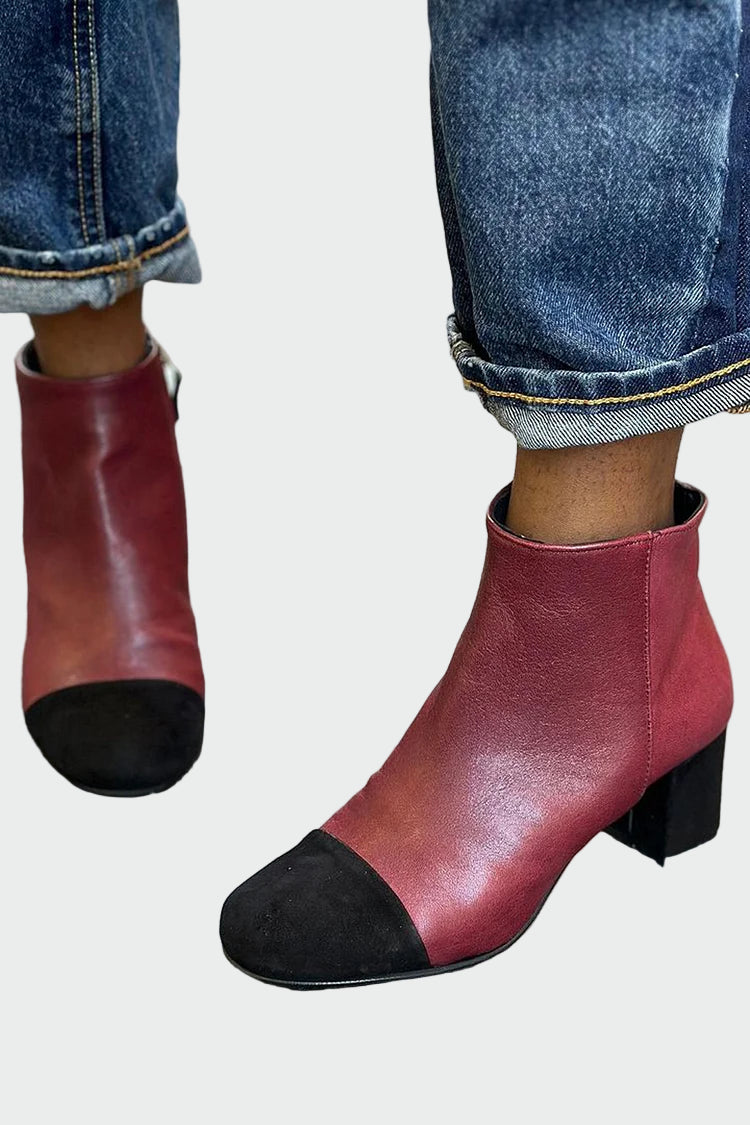 Two-tone ankle boot with mid heel