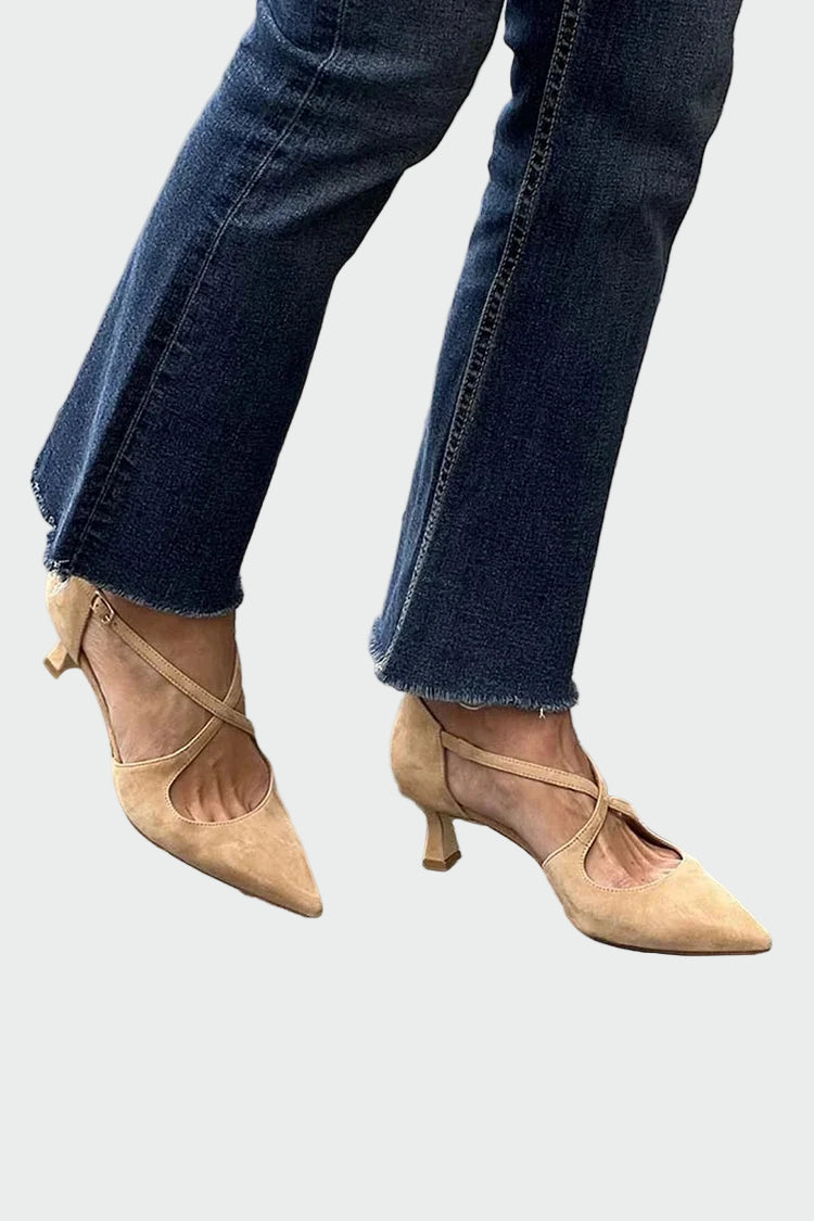 Pointed Toe Heels with Cross-Strap