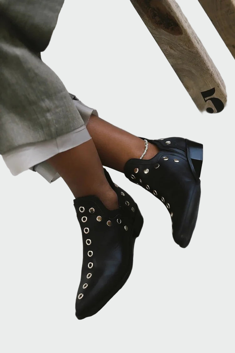Ankle Boots with Studs and Pointed Toe