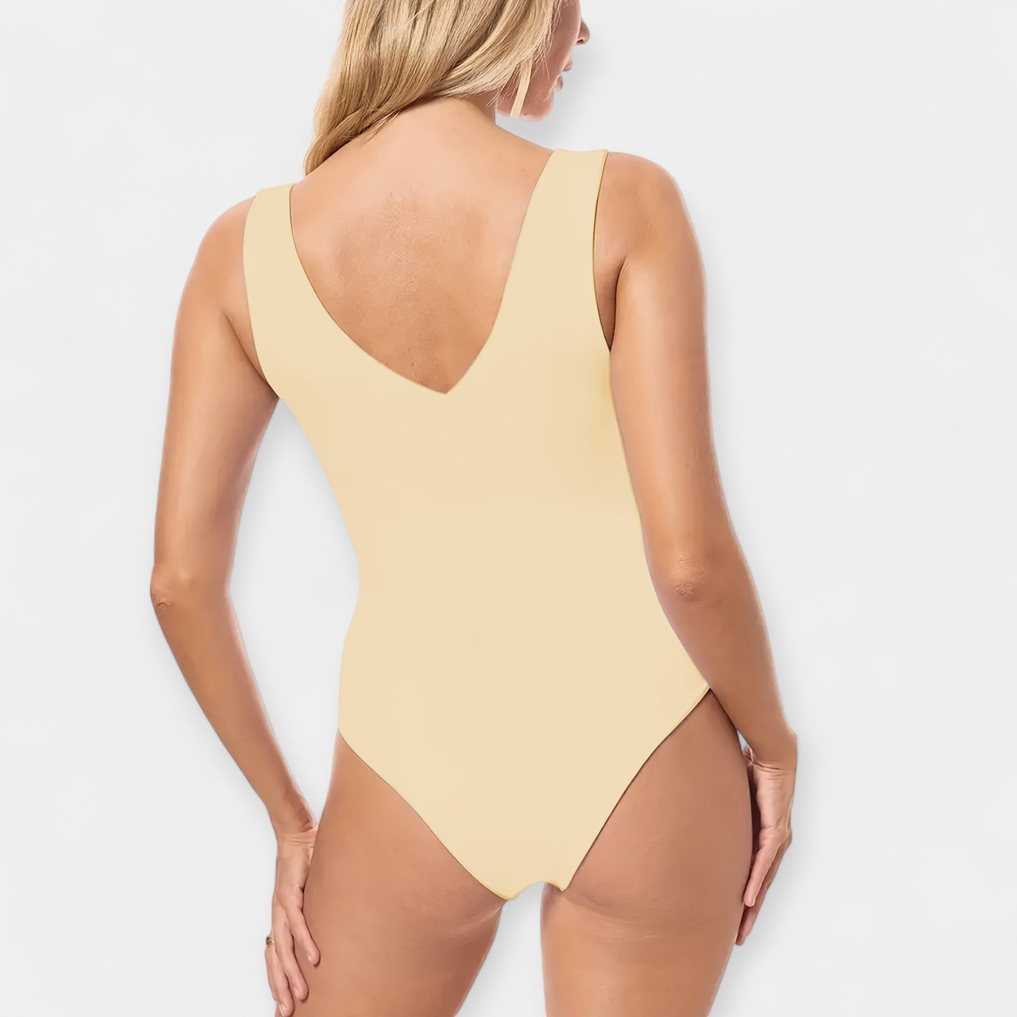 Sleeveless Bodysuit with V Neckline