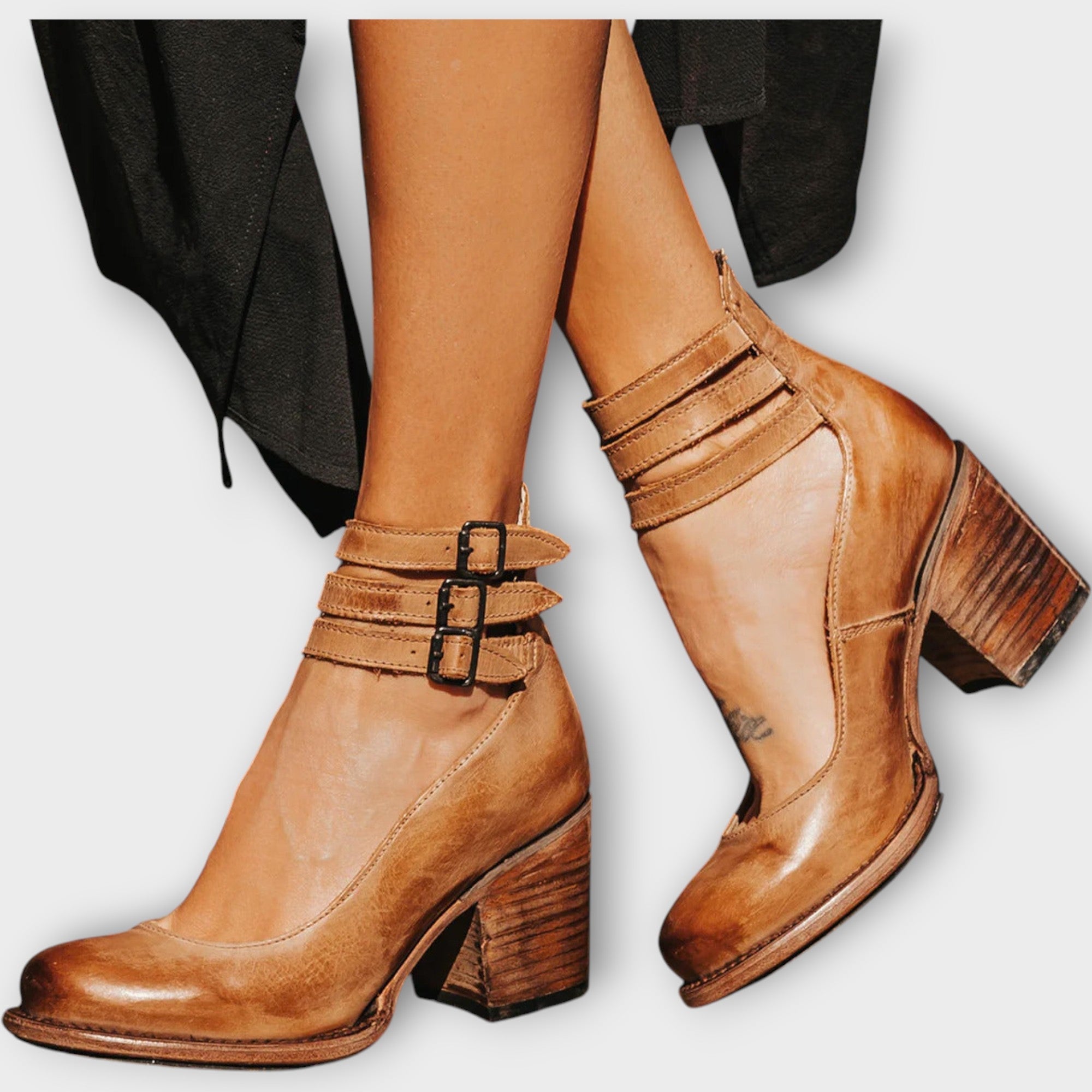 Shoes with Multiple Straps and Thick Heel