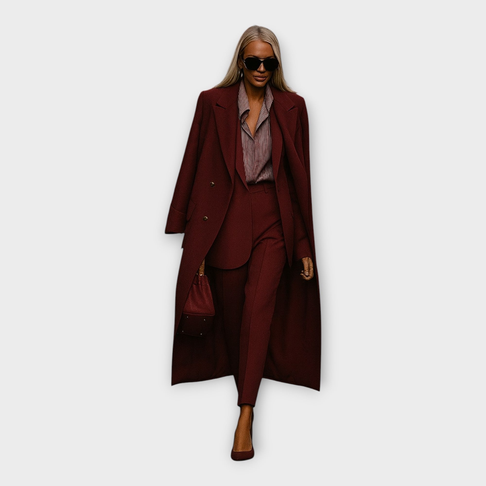 Elegant set with trousers and coat in a minimal line