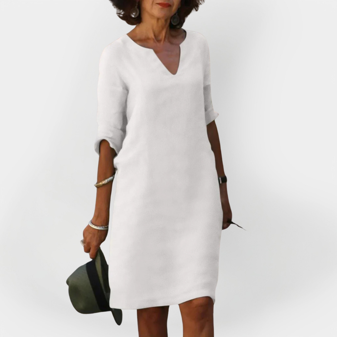 Daily Dress with V Neckline