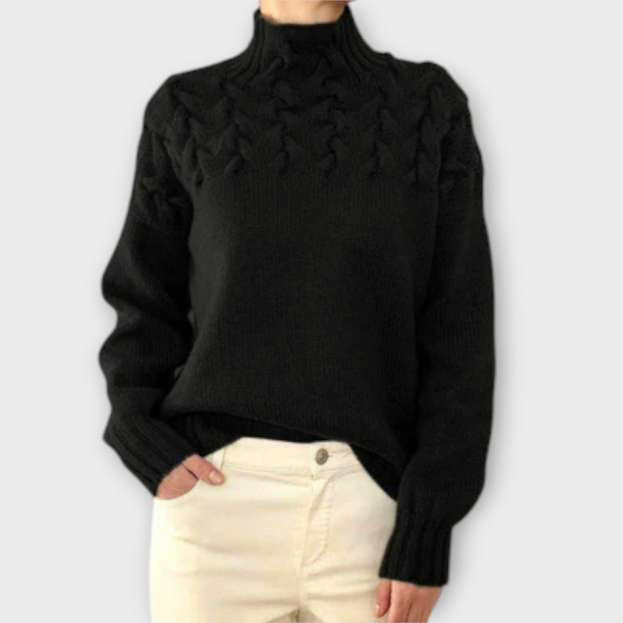 Eva - Women's Knitted Sweater with Knitting Detail