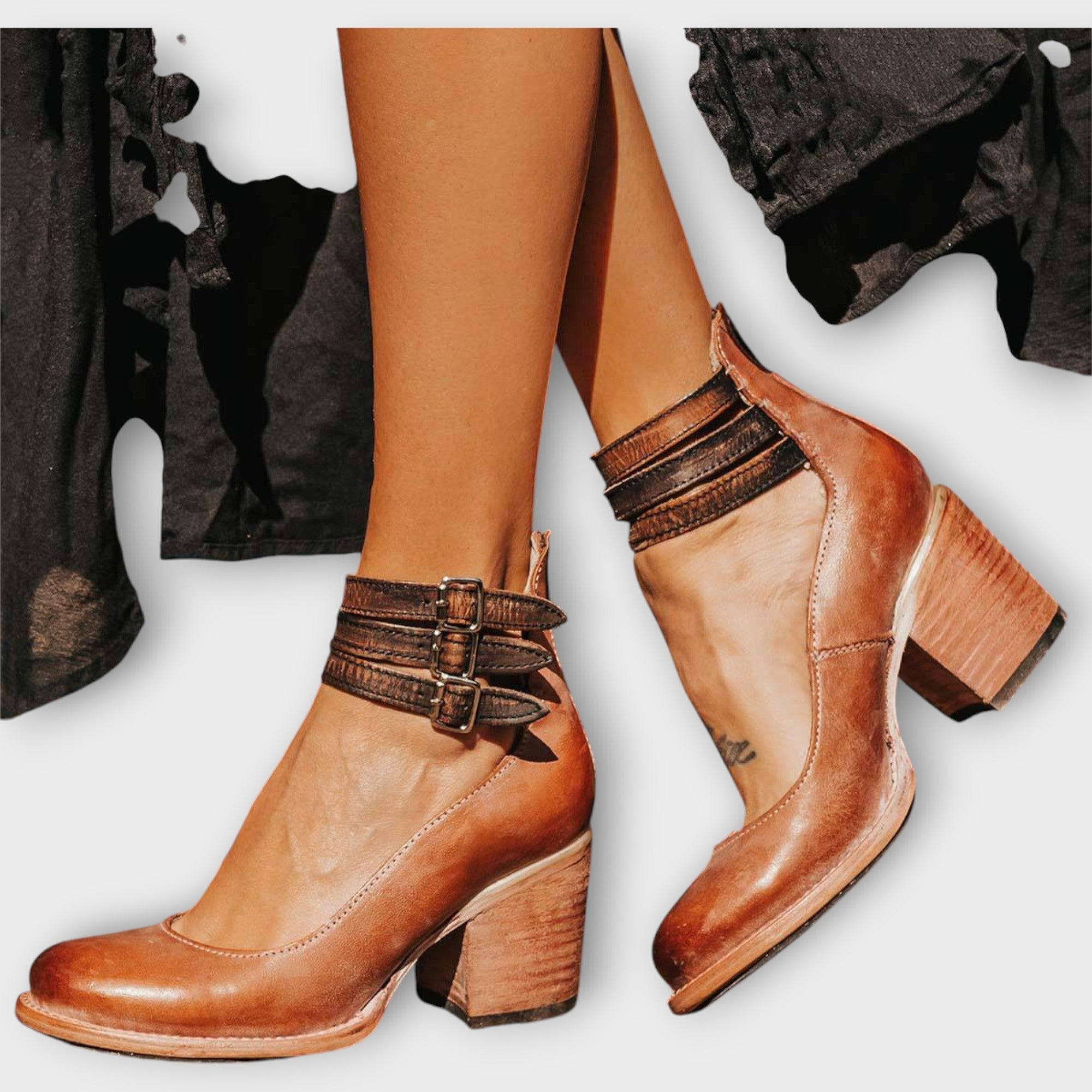 Shoes with Multiple Straps and Thick Heel