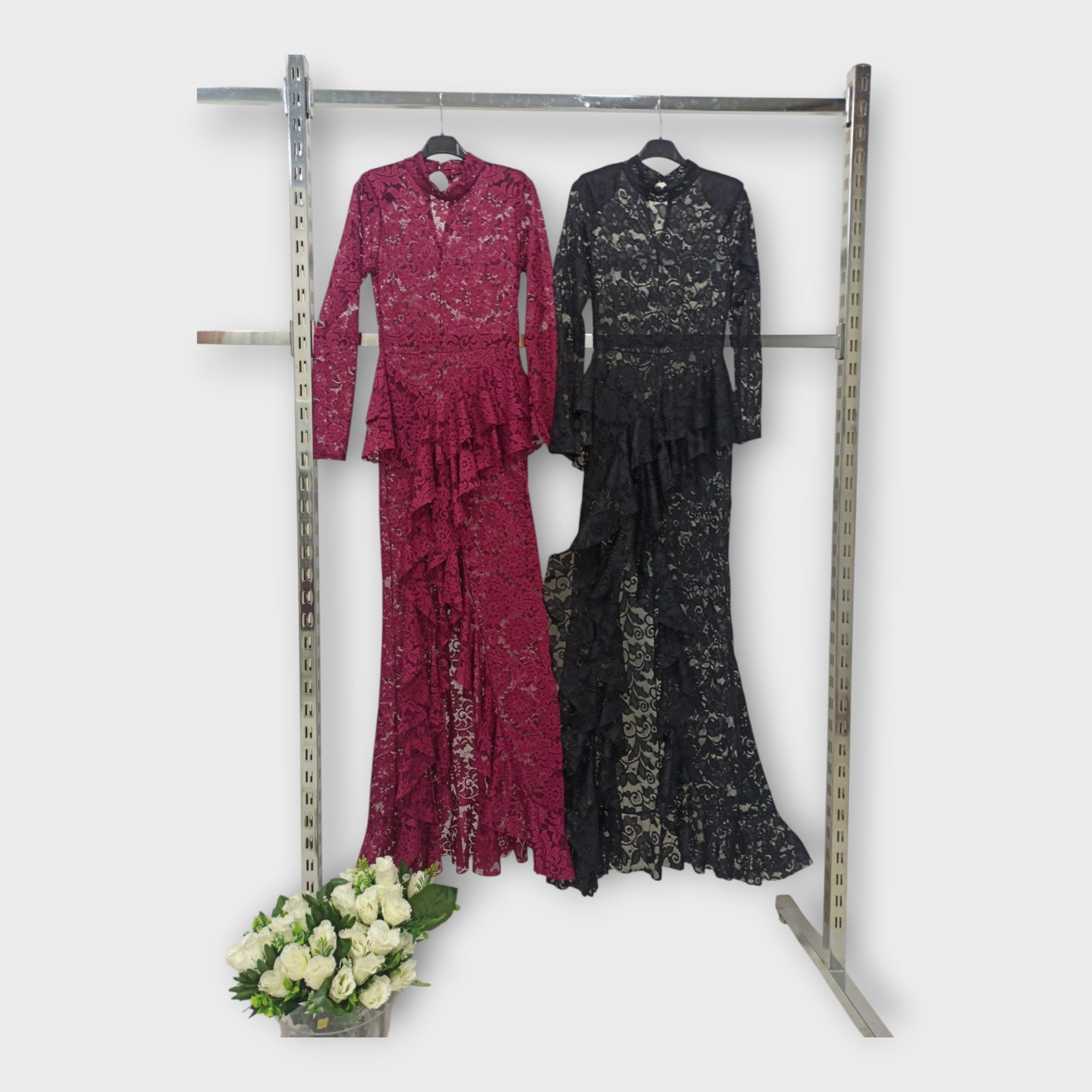 Asymmetrical lace dress with sophisticated design