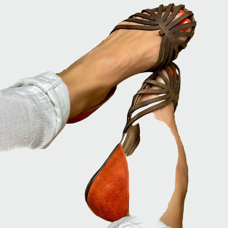 Sandals with Cut-Outs and Two-Tone Detail