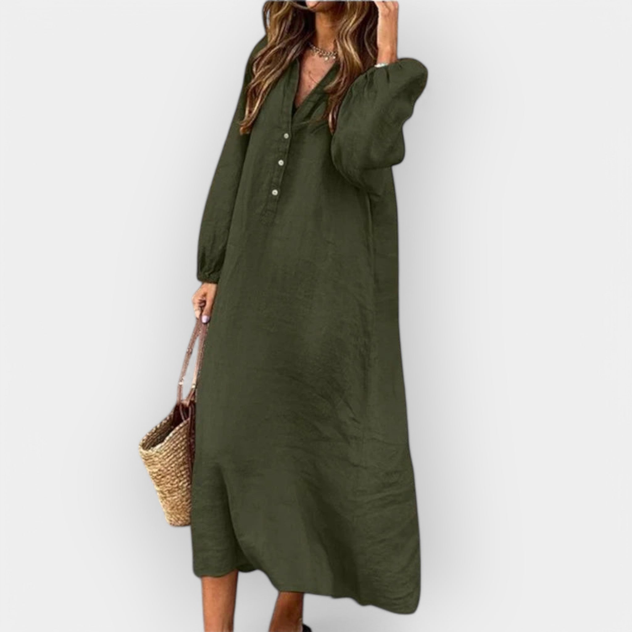 Elegant Linen Dress with Stylish Line