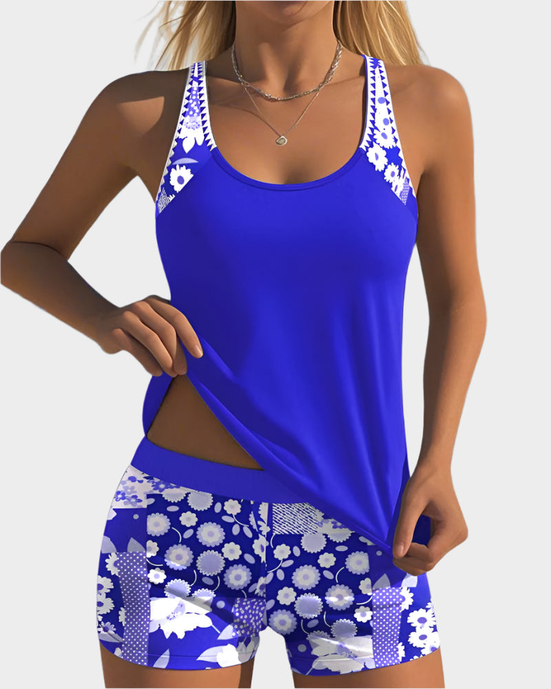 Comfortable Two-Piece Swimsuit with Floral Design