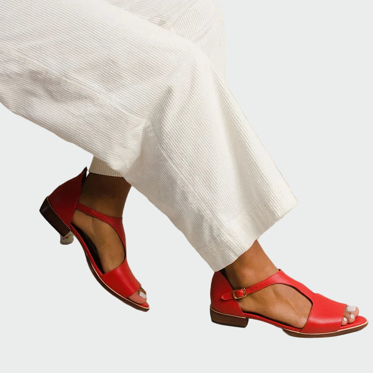 Low open sandal with ankle strap