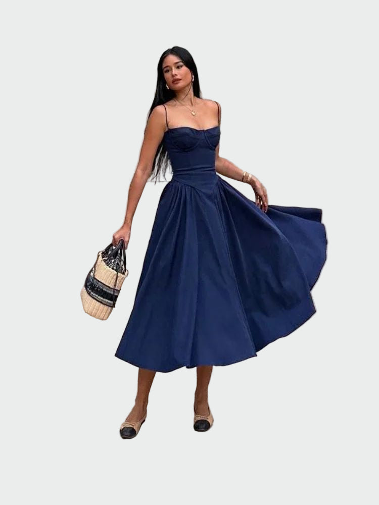 Satin Maxi Dress with Thin Straps