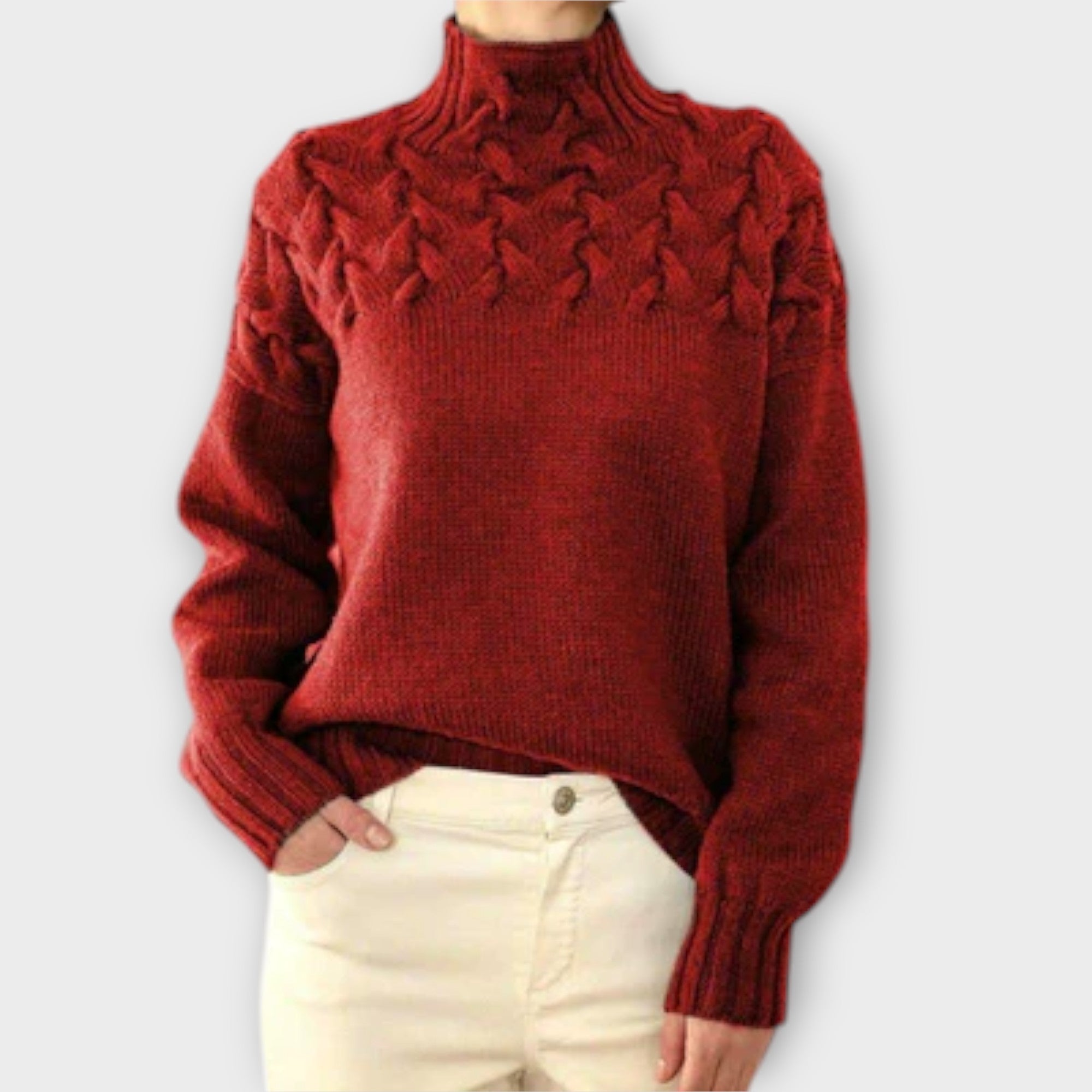 Eva - Women's Knitted Sweater with Knitting Detail