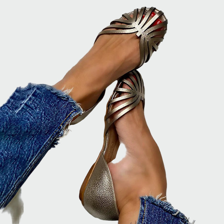 Ballet Flats with Cutouts and Open Toe