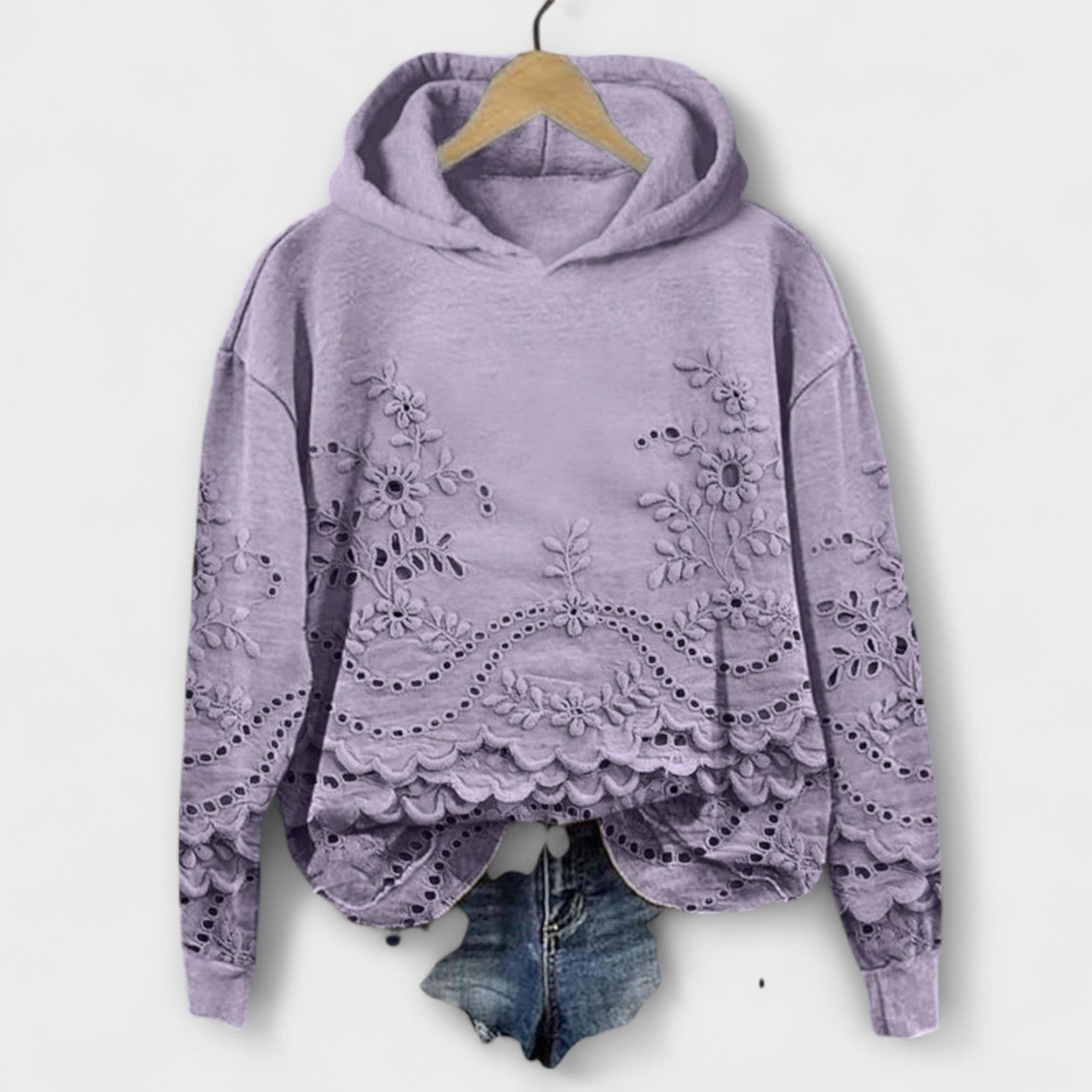 Elegant Hoodie with Lace Details