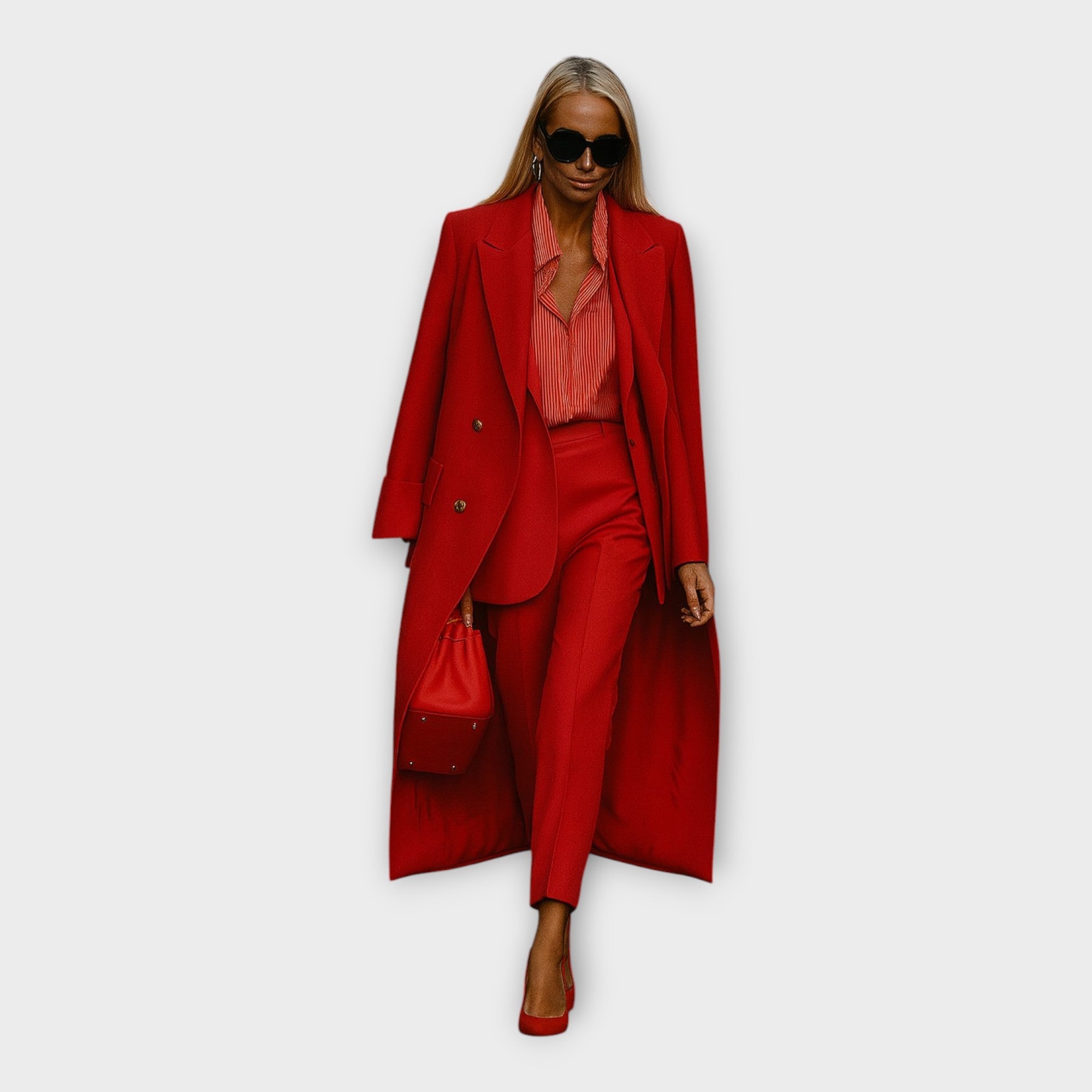 Elegant set with trousers and coat in a minimal line