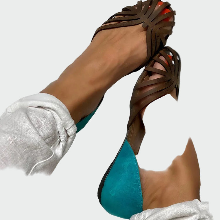 Sandals with Cut-Outs and Two-Tone Detail