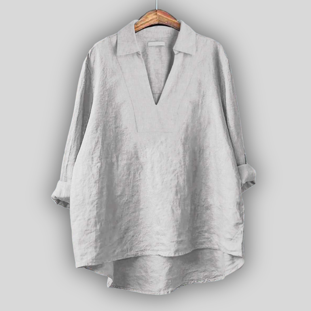 Linen Blouse Silver Elegance