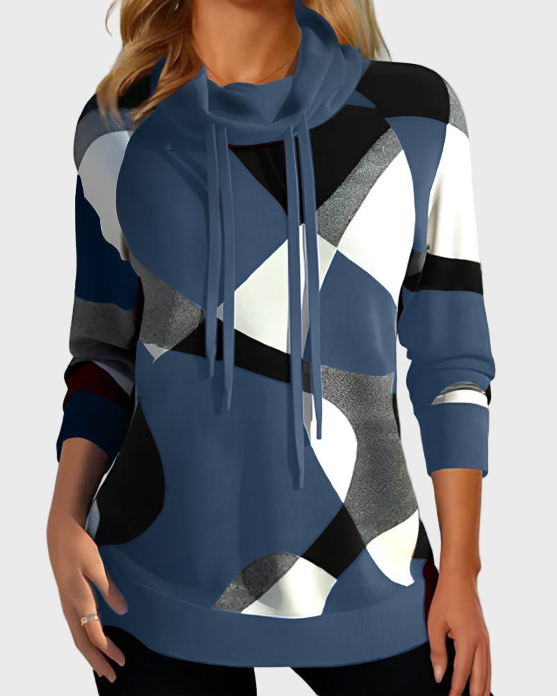 Knitted Hoodie with Artistic Design