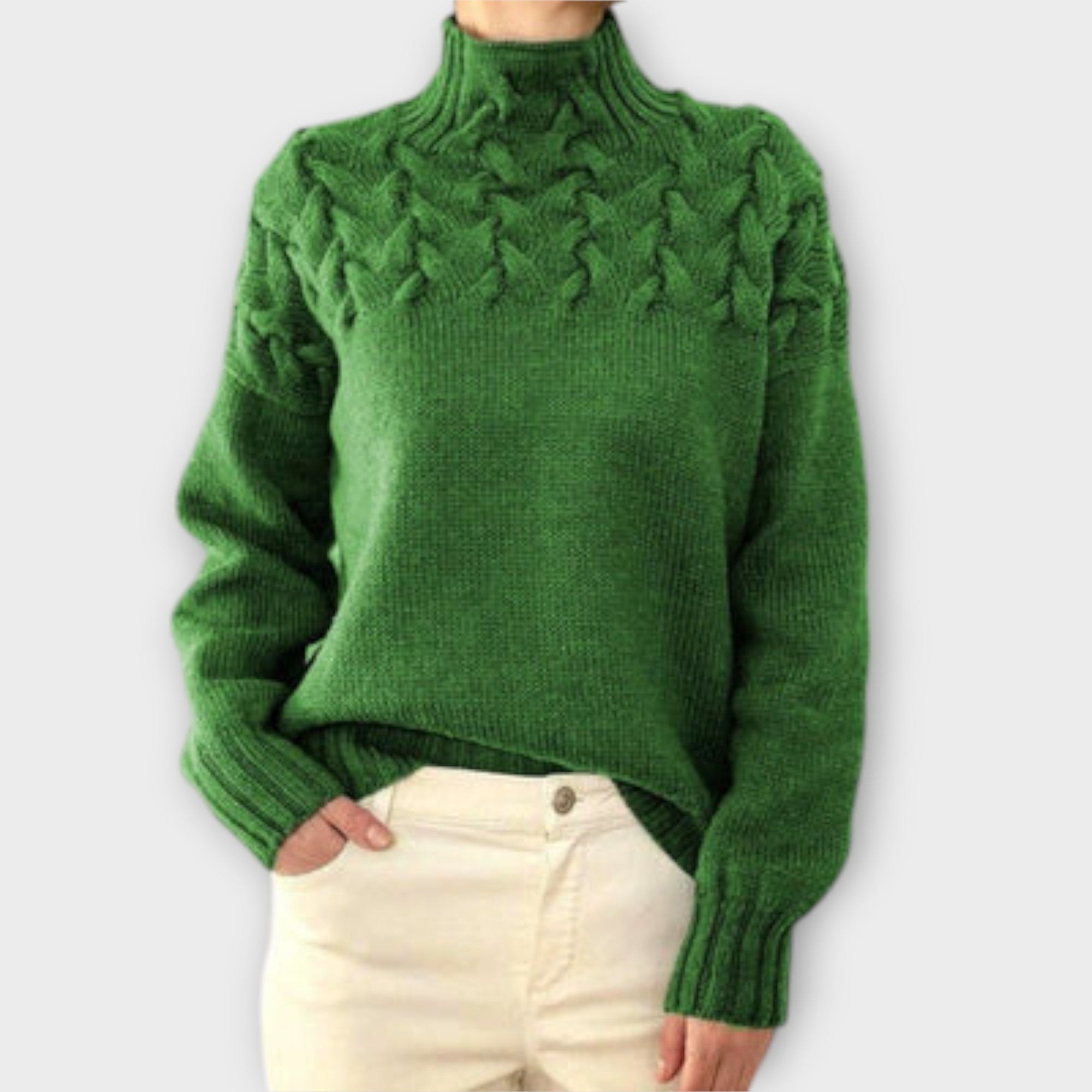 Eva - Women's Knitted Sweater with Knitting Detail