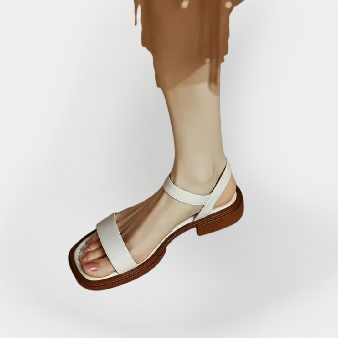 Leather Sandals with Low Heel
