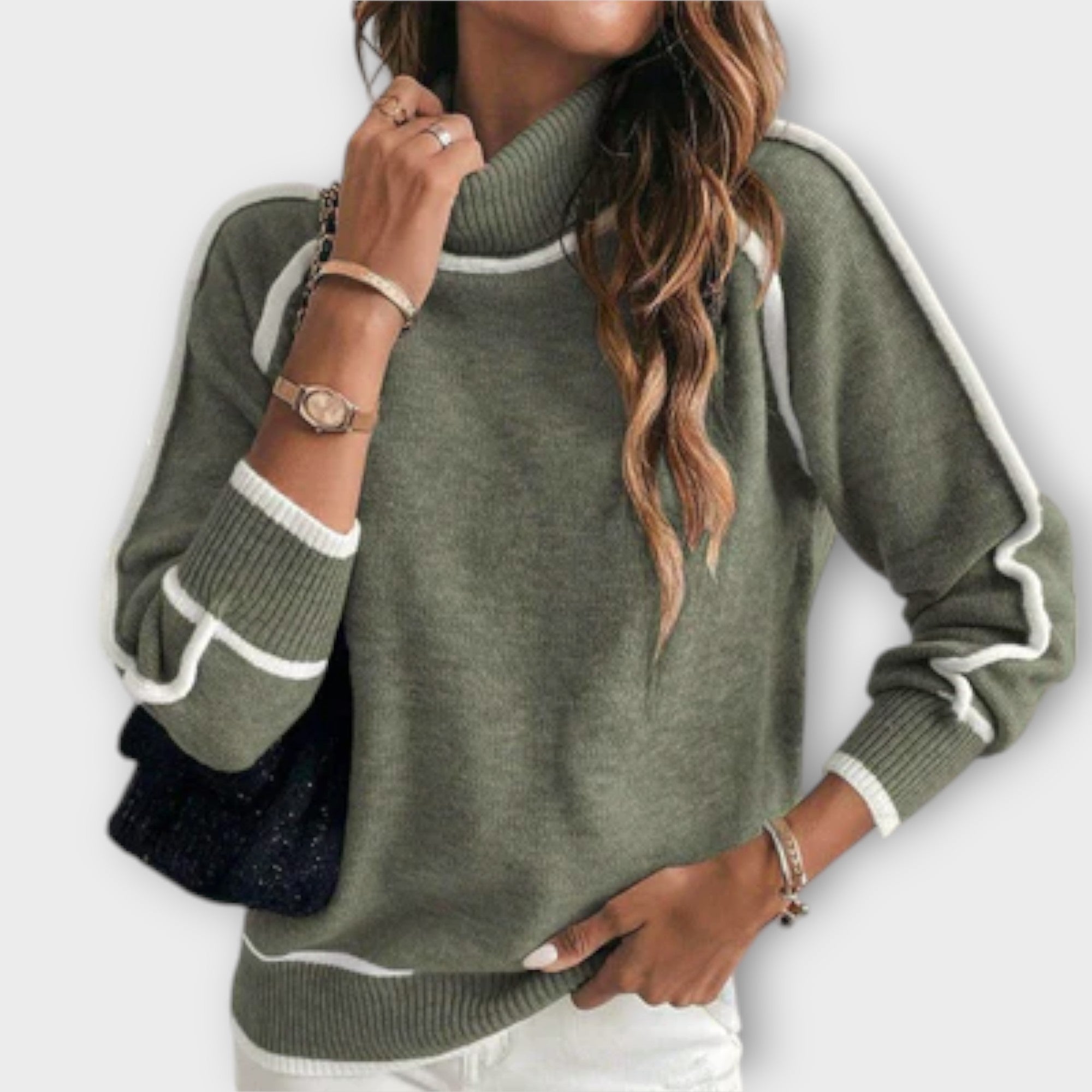 Christine - Luxurious Olive-Coloured Knit Sweater