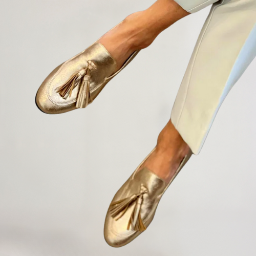 Shiny Gold Loafers
