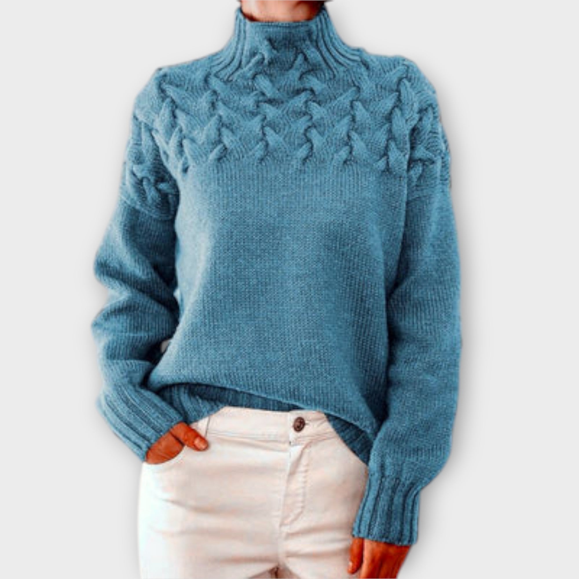 Eva - Women's Knitted Sweater with Knitting Detail