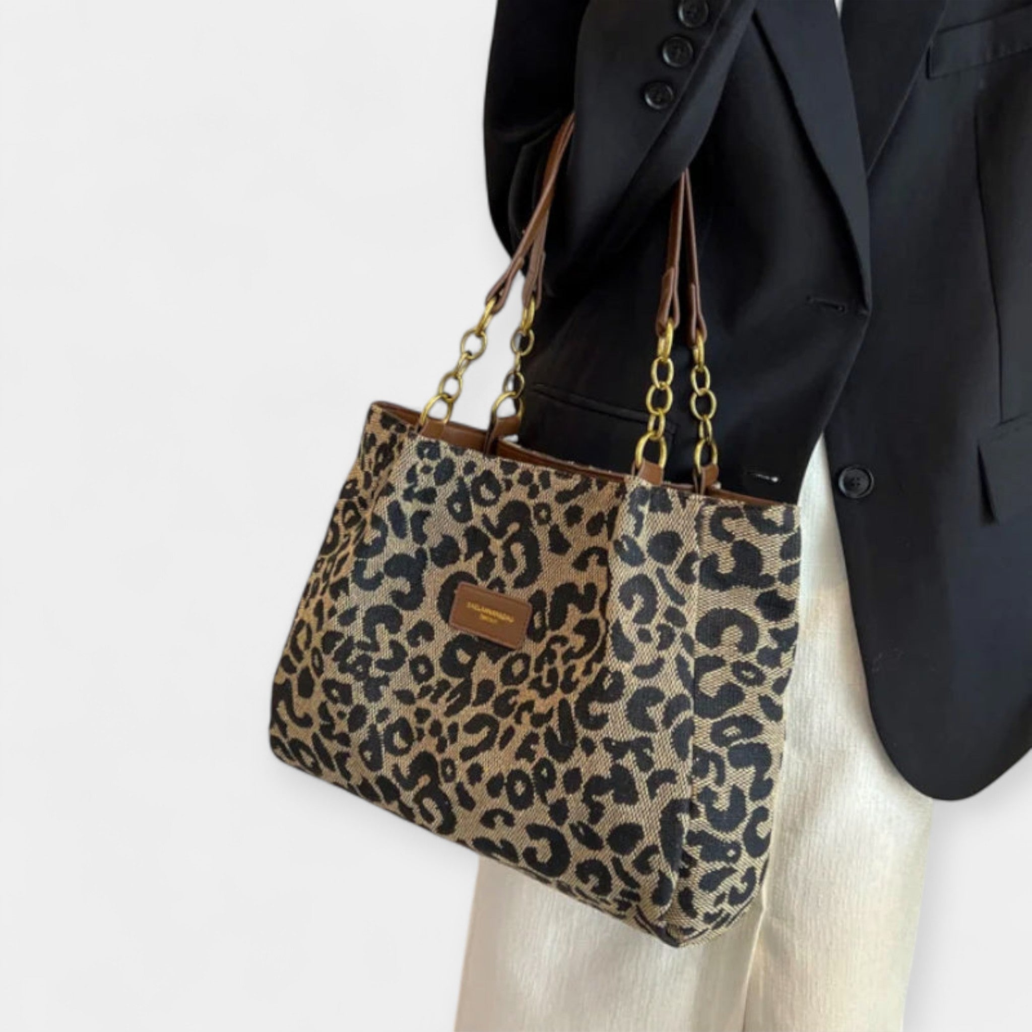 Shoulder Bag with Animal Print