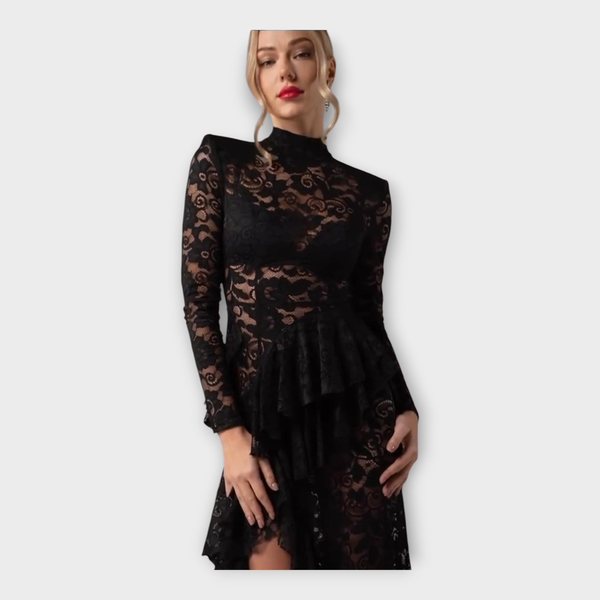 Asymmetrical lace dress with sophisticated design