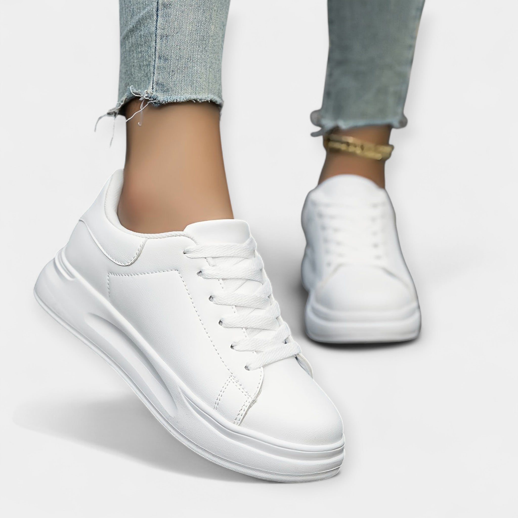 White Leather Sports Shoes