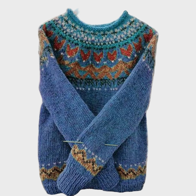 Knitted Turtleneck with Vintage Jacquard Pattern