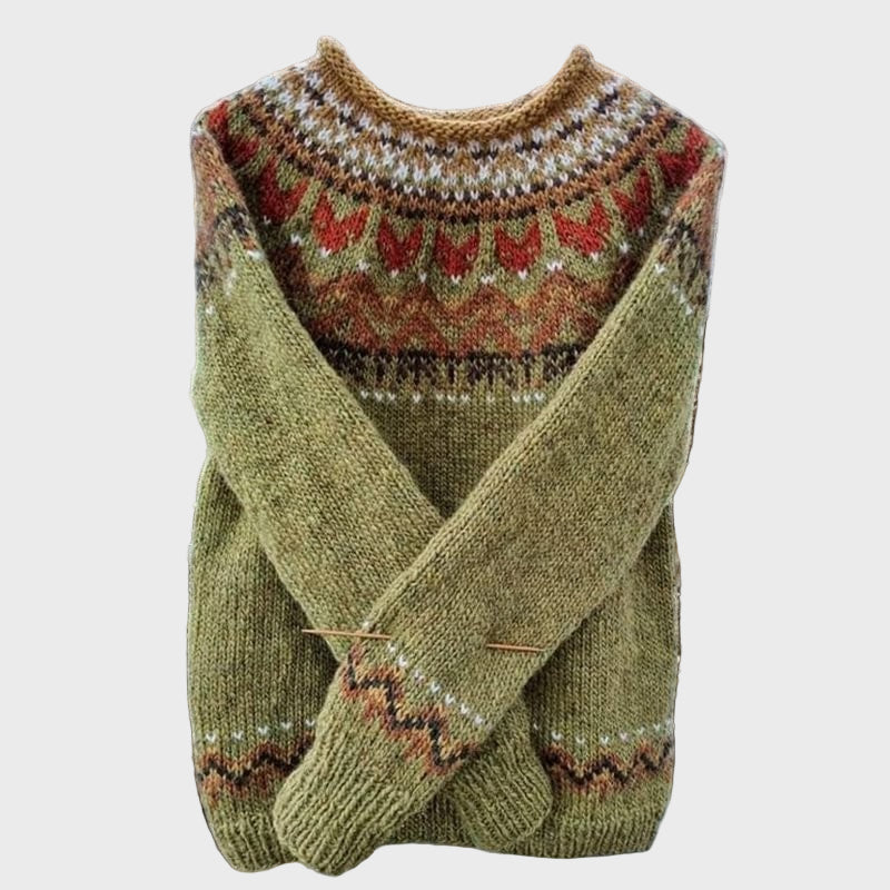 Knitted Roll Neck with Vintage Jacquard Pattern