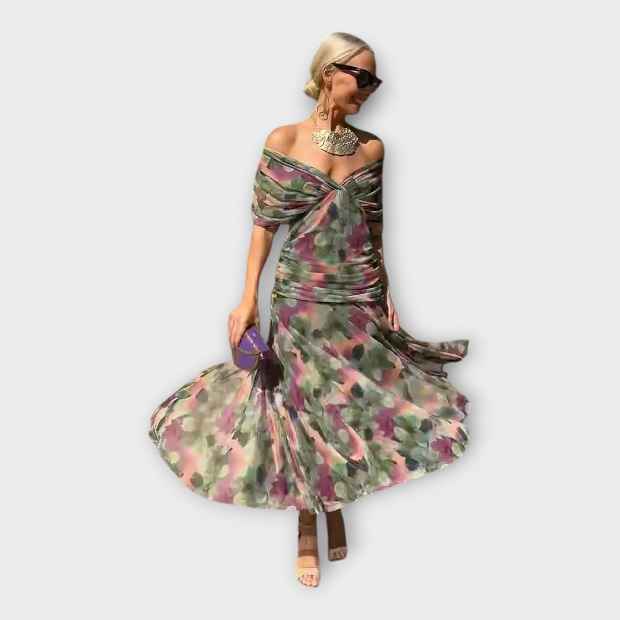 Airy Dress with Impressive Neckline