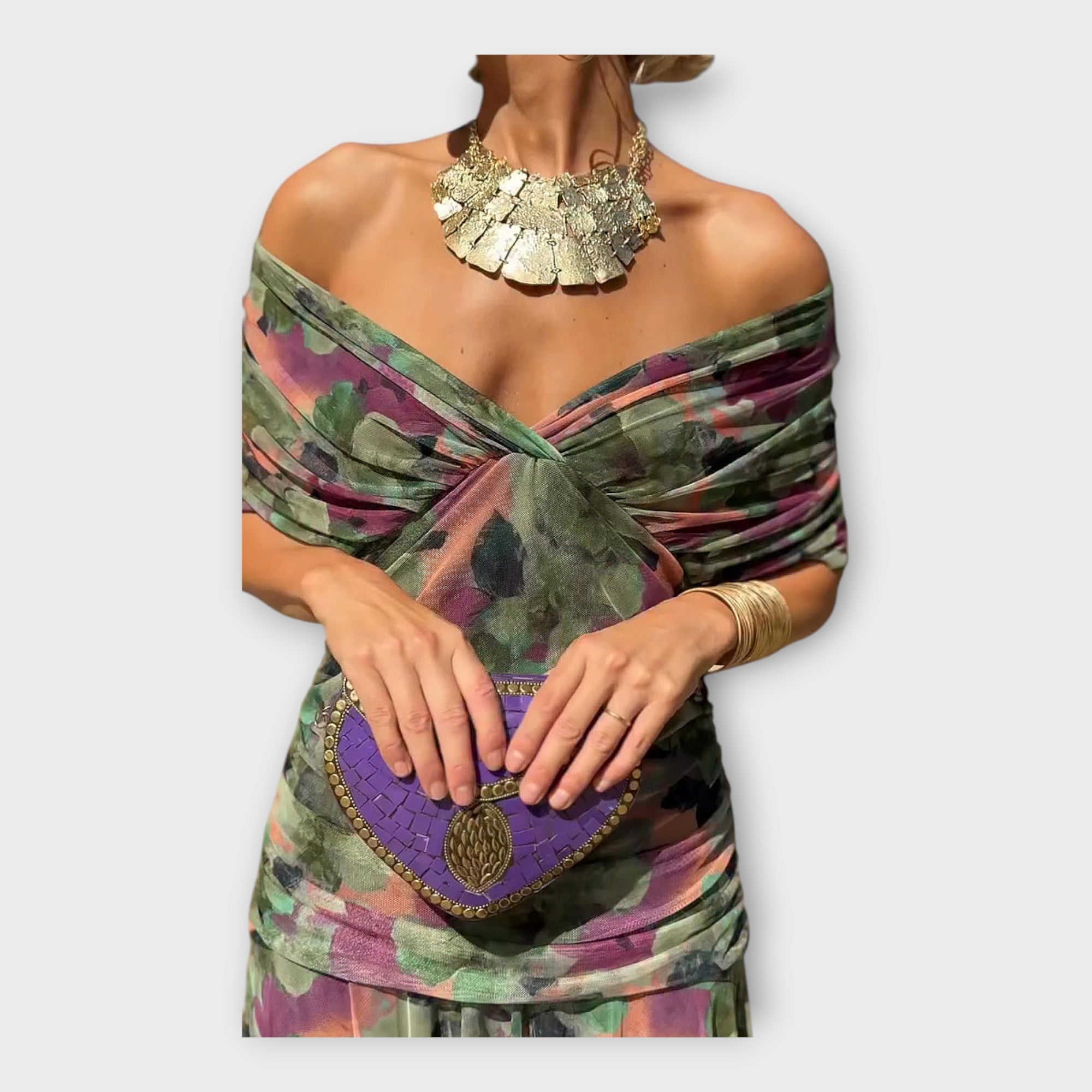 Airy Dress with Impressive Neckline