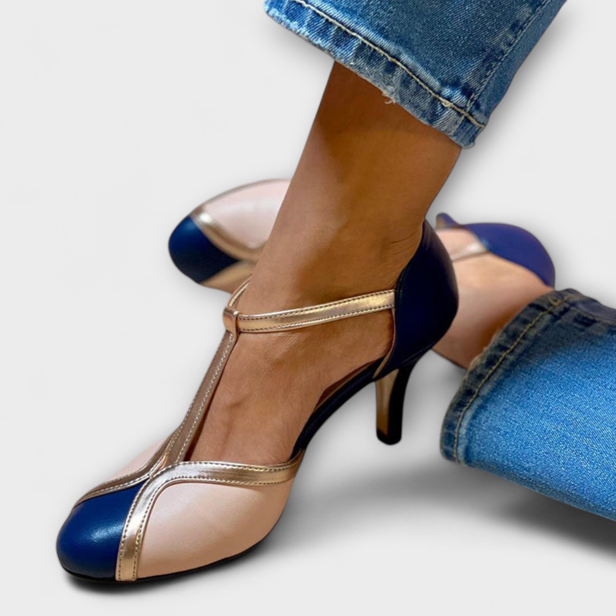 Bicolour T-Strap Elegance