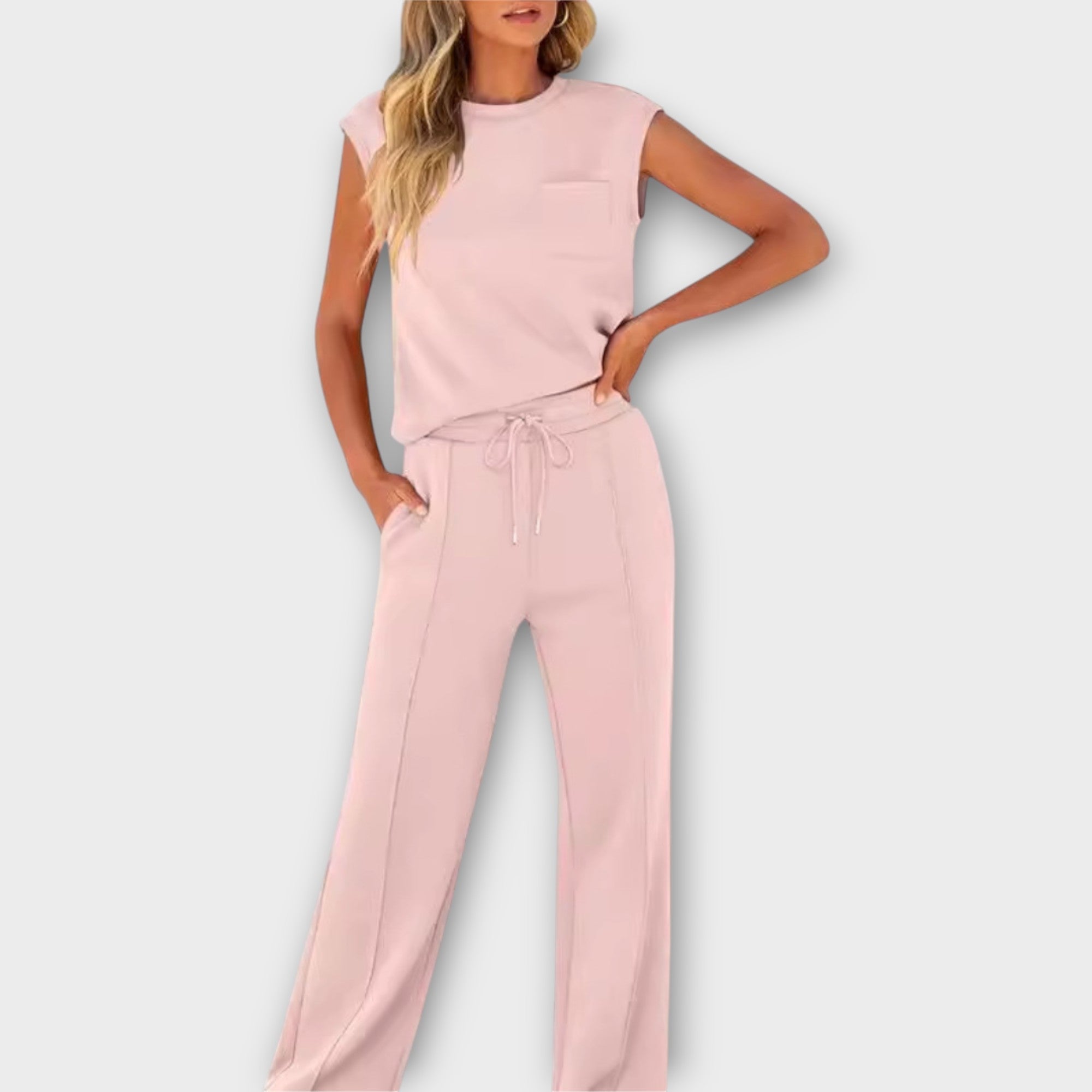 Sleeveless Top and Trouser Set with Drawstring