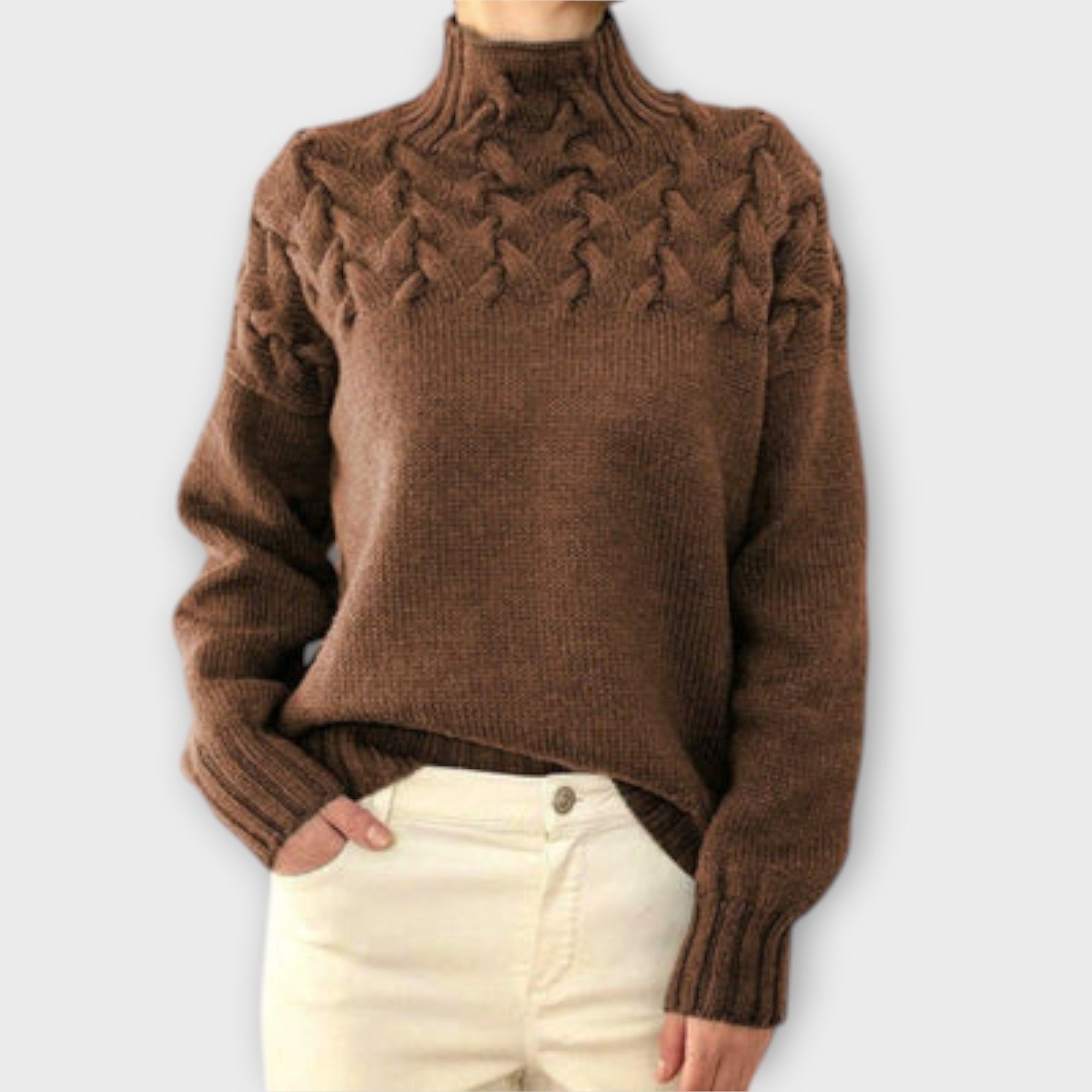Eva - Women's Knitted Sweater with Knitting Detail