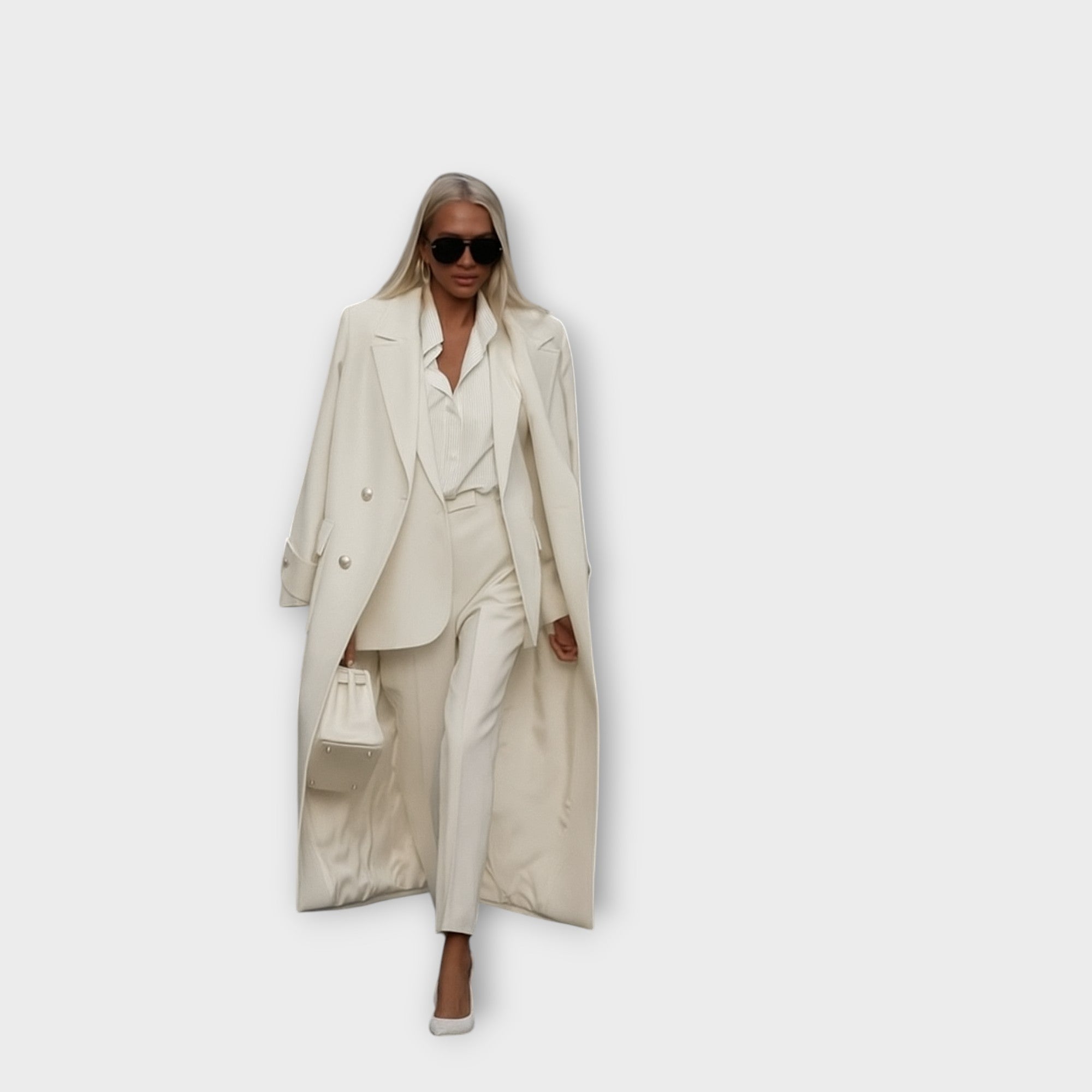 Elegant set with trousers and coat in a minimal line