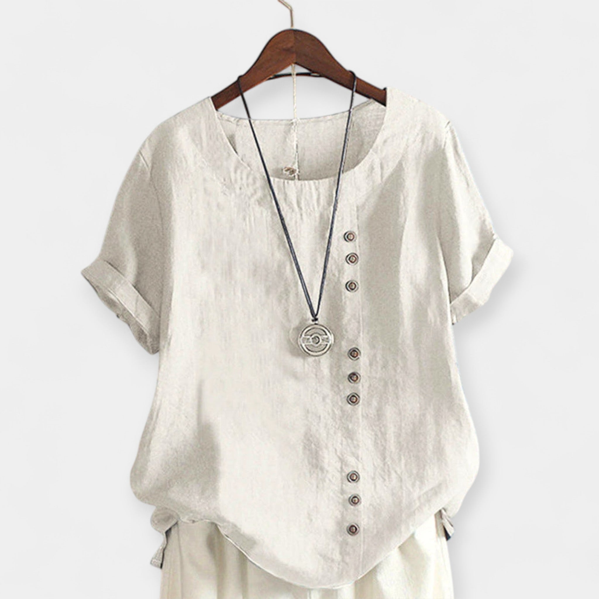 Short-Sleeved Blouse with Buttons