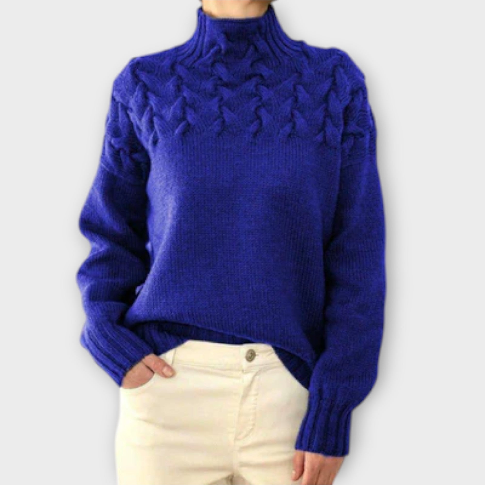 Eva - Women's Knitted Sweater with Knitting Detail