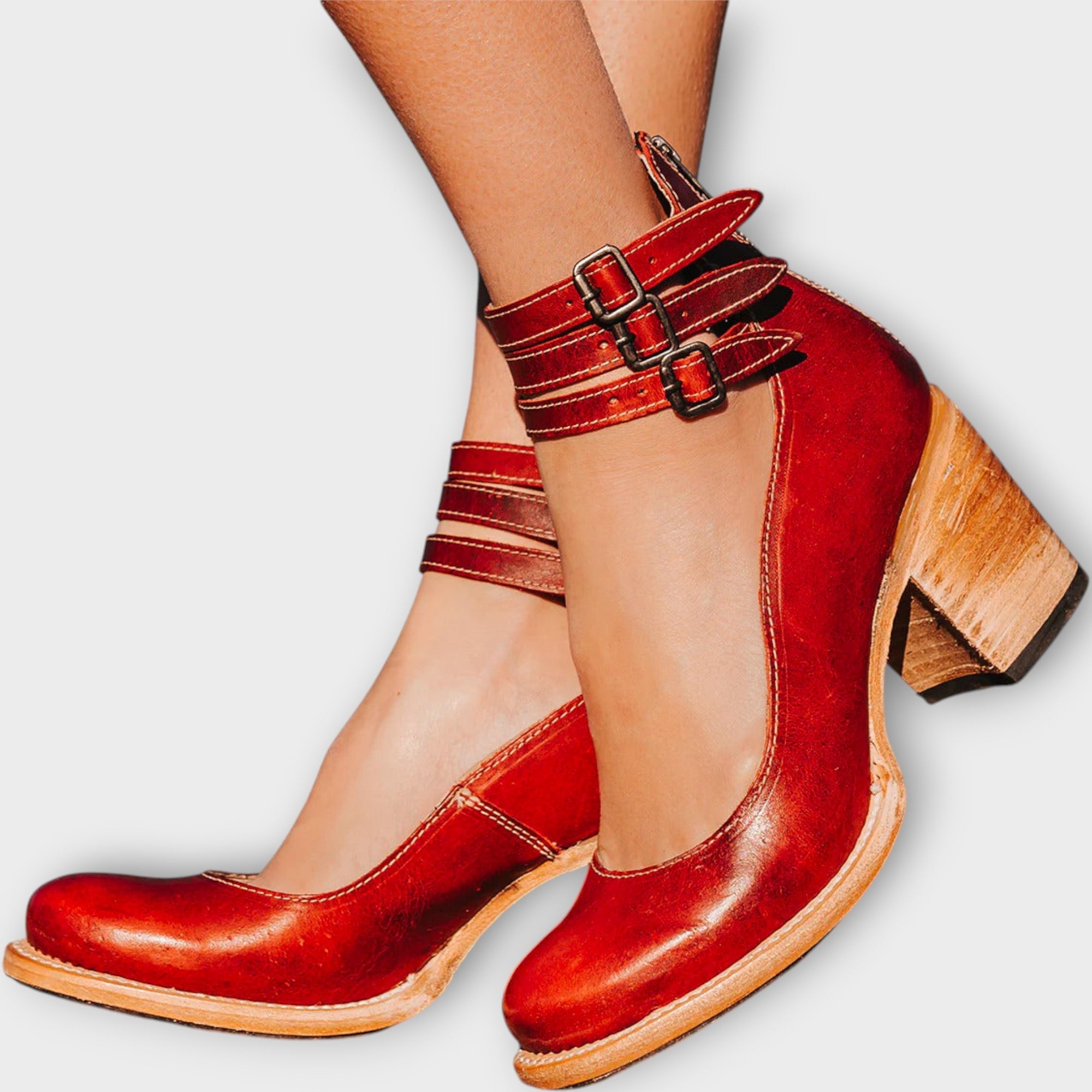 Shoes with Multiple Straps and Thick Heel