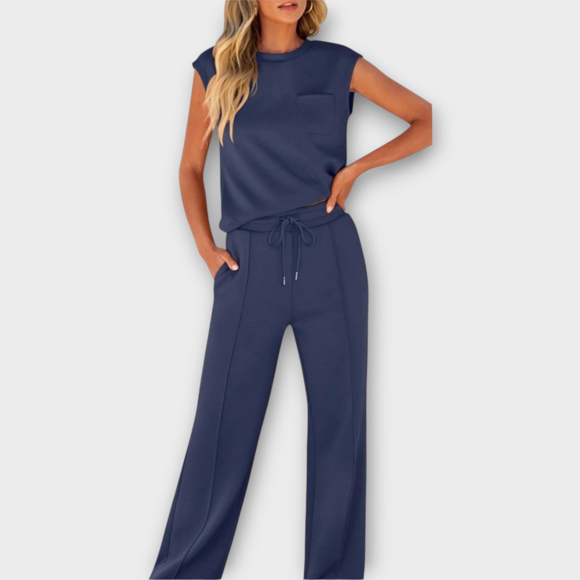 Sleeveless Top and Trouser Set with Drawstring