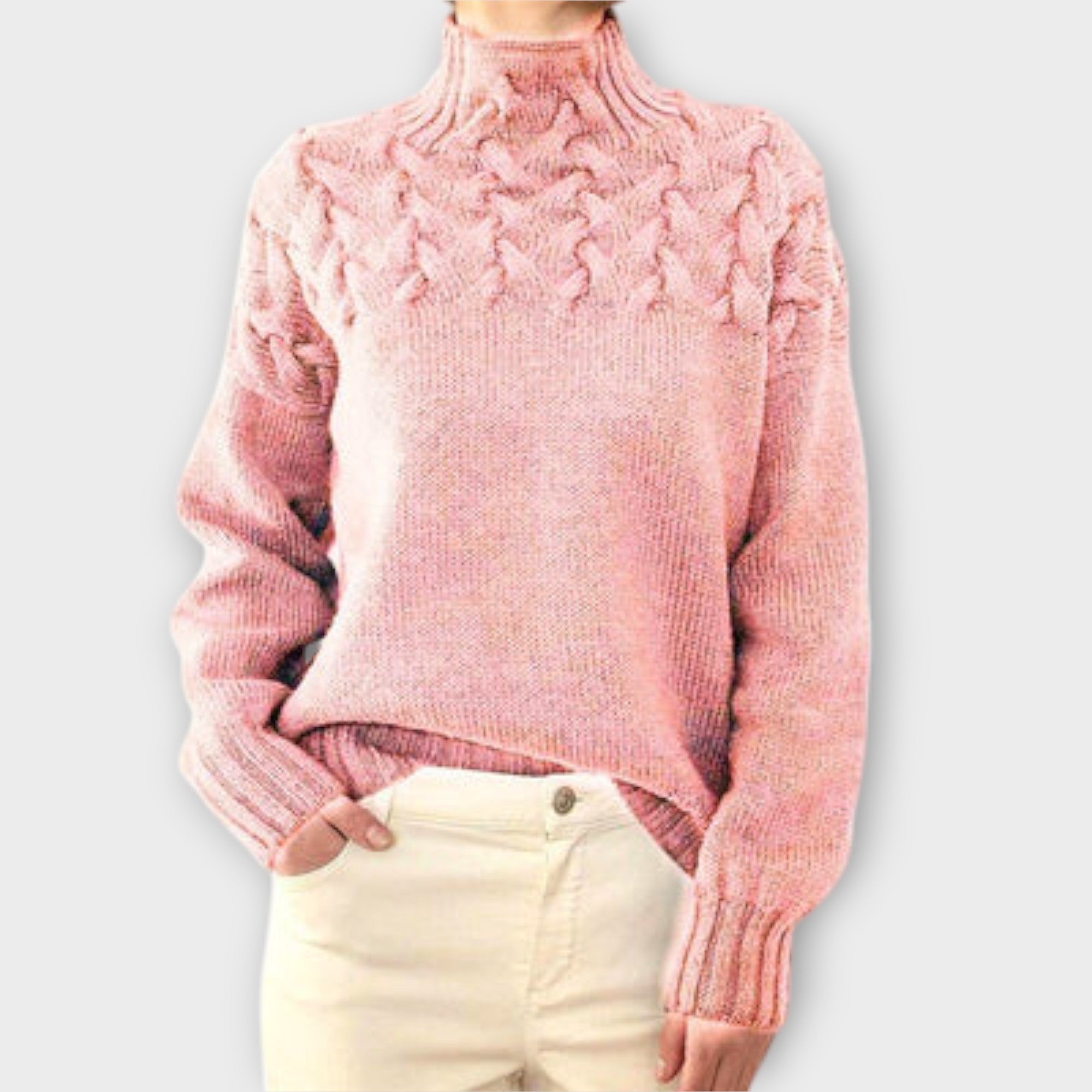 Eva - Women's Knitted Sweater with Knitting Detail