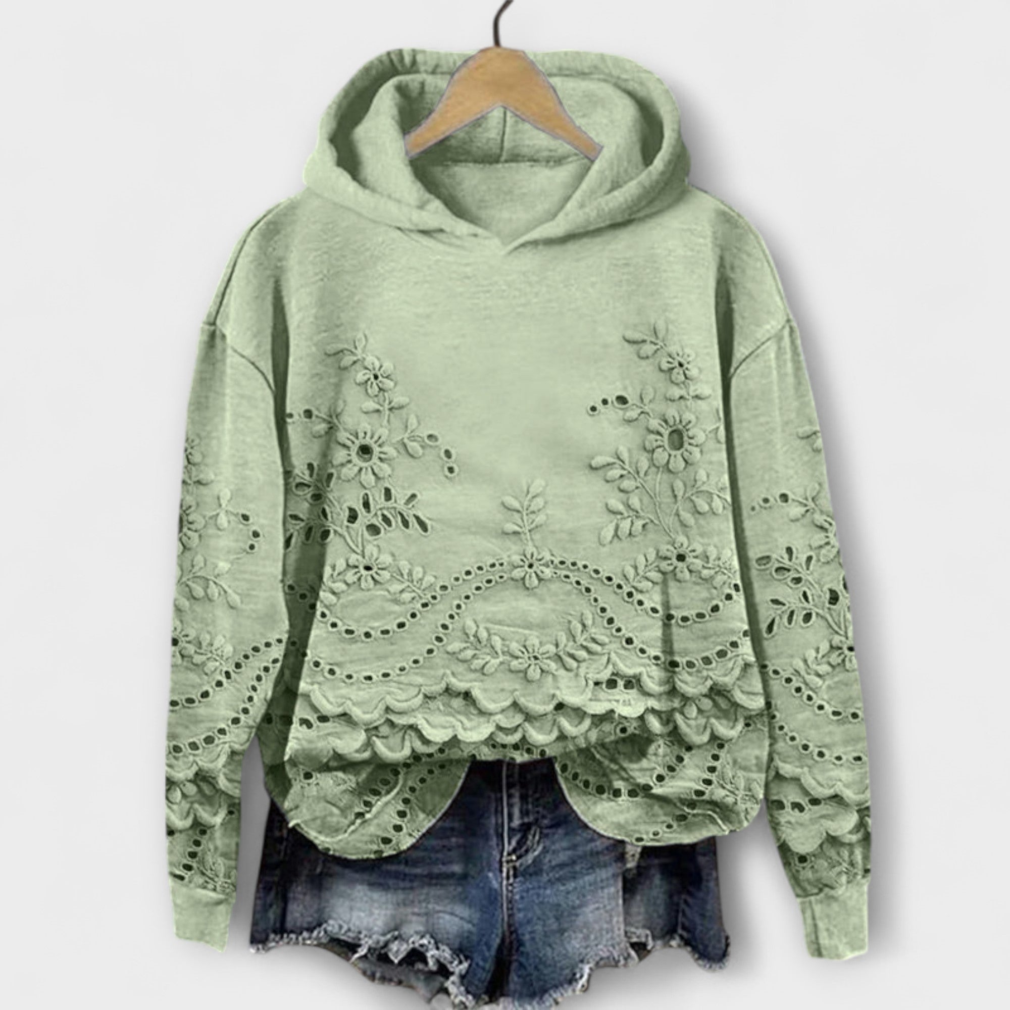 Elegant Hoodie with Lace Details