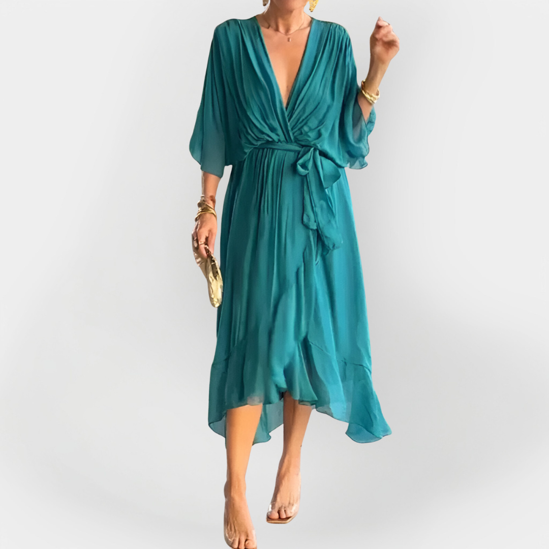 Chiffon Dress with V-Neck