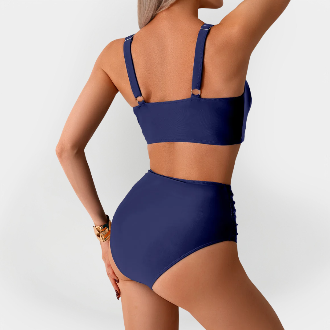 High-Waisted Women's Bikini with Ruffle at the Bust