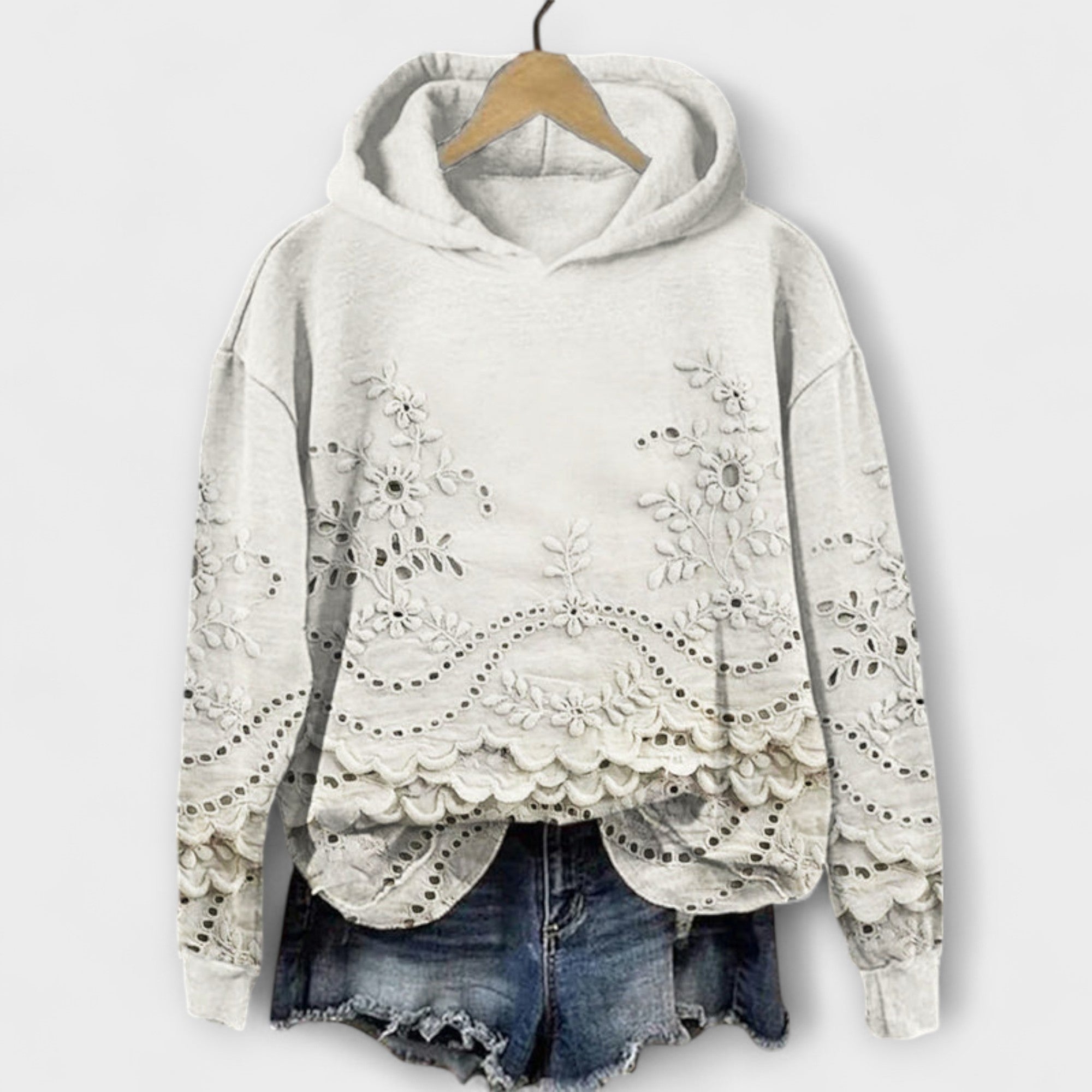 Elegant Hoodie with Lace Details