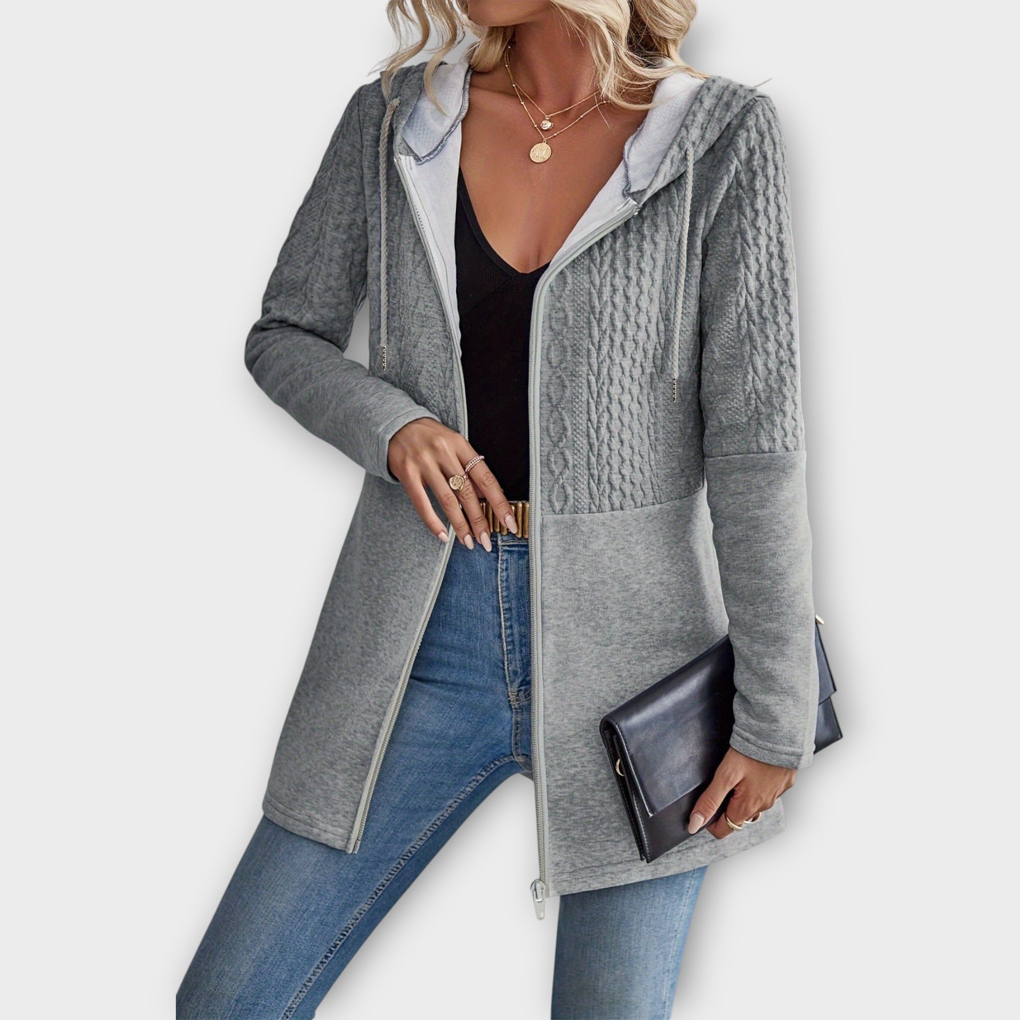 Elegant Hoodie Cardigan with Modern Details